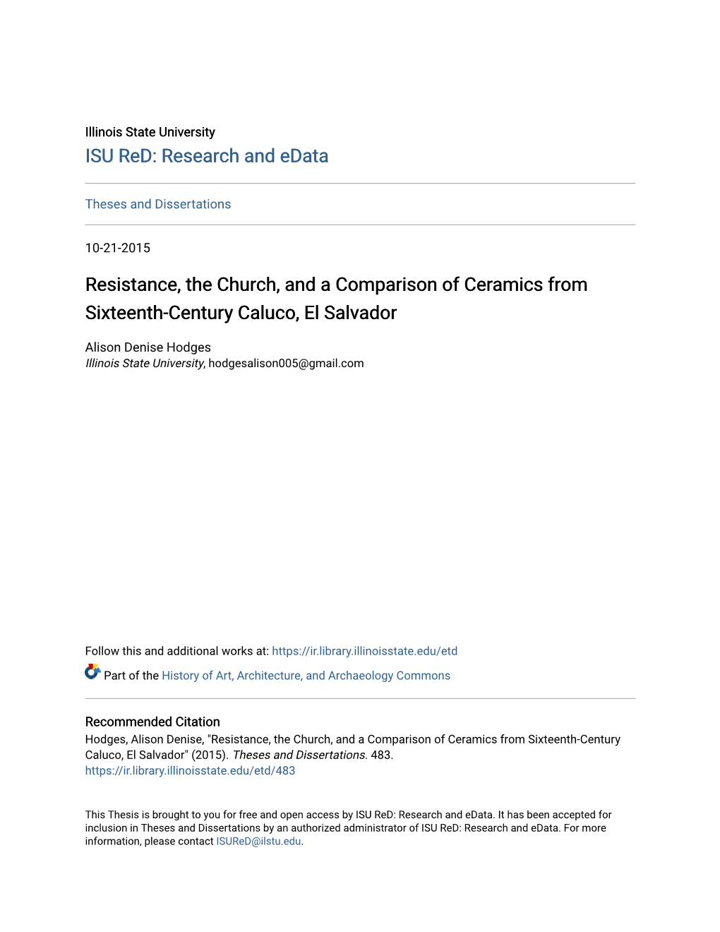 Resistance, the Church, and a Comparison of Ceramics from Sixteenth-Century Caluco, El Salvador