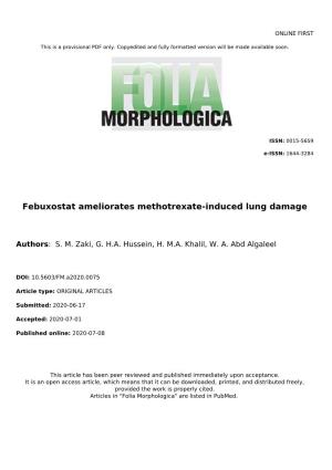 Febuxostat Ameliorates Methotrexate-Induced Lung Damage