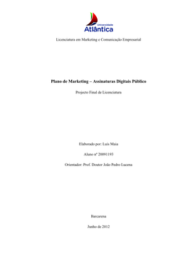 Plano De Marketing – Assinaturas Digitais Público