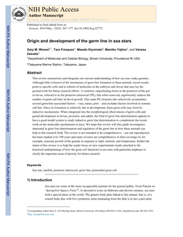 Origin and Development of the Germ Line in Sea Stars