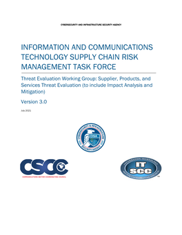 Supplier, Products, and Services Threat Evaluation (To Include Impact Analysis and Mitigation) Version 3.0