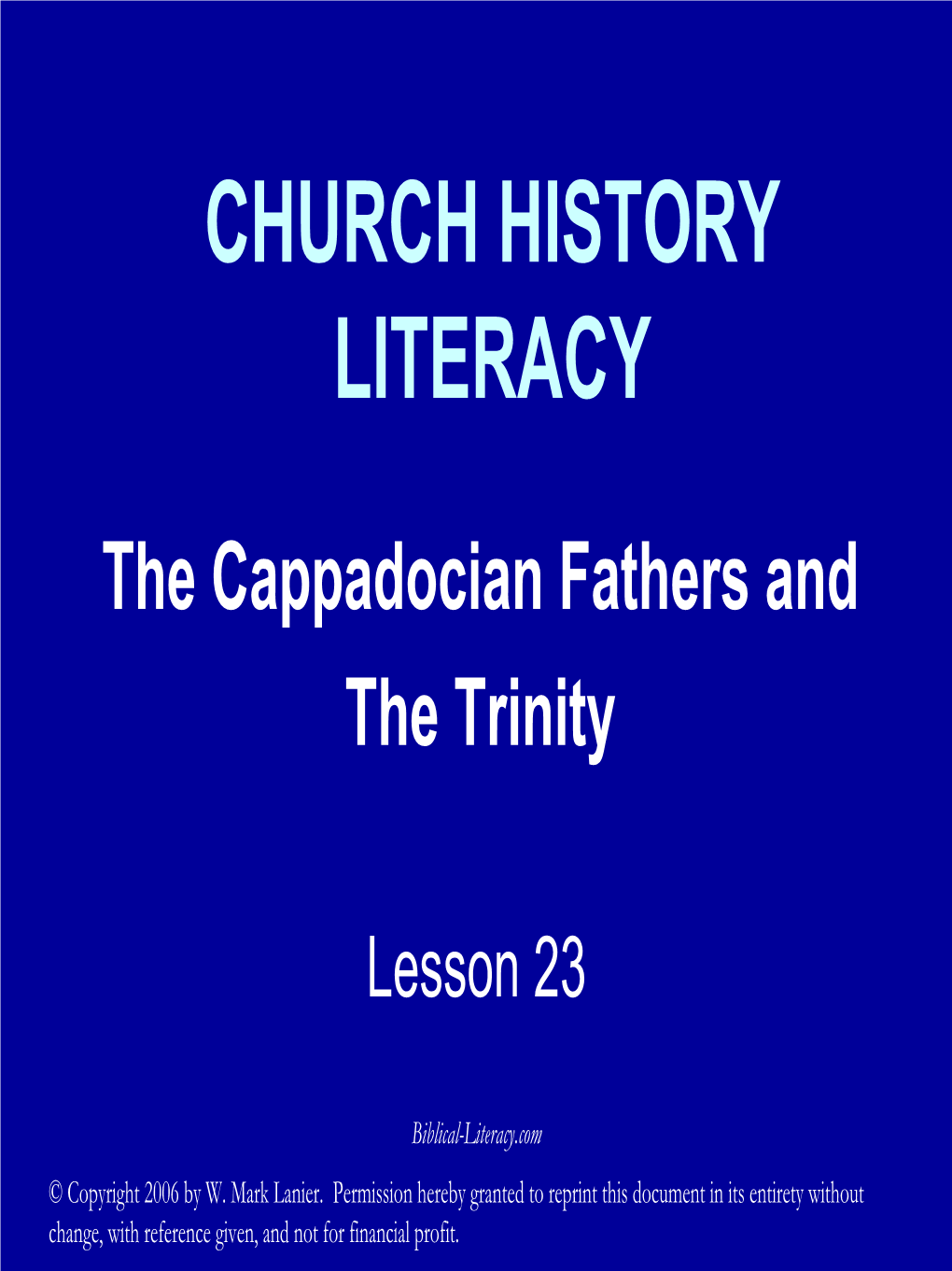 The Cappadocian Fathers and the Trinity