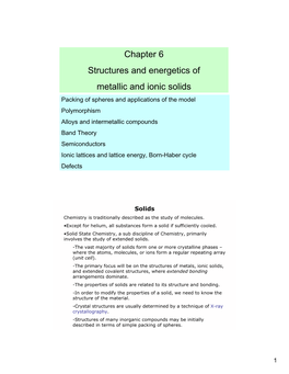 Chapter 6 Structures and Energetics of Metallic and Ionic Solids