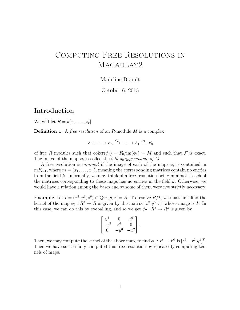 Computing Free Resolutions in Macaulay2