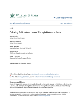 Culturing Echinoderm Larvae Through Metamorphosis