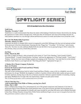 Spotlight Series Show Descriptions