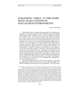At the Hard Rock: Masculinities in Sexualized Environments