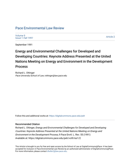 Energy and Environmental Challenges for Developed And