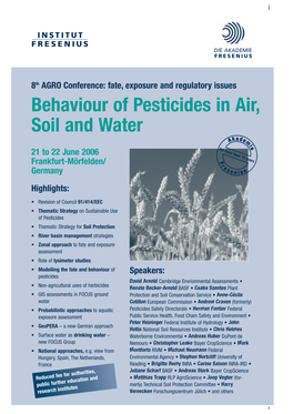 Behaviour of Pesticides in Air, Soil and Water K a D E