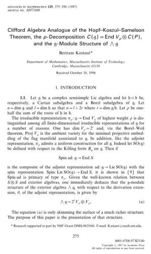 Clifford Algebra Analogue of the Hopf–Koszul–Samelson Theorem