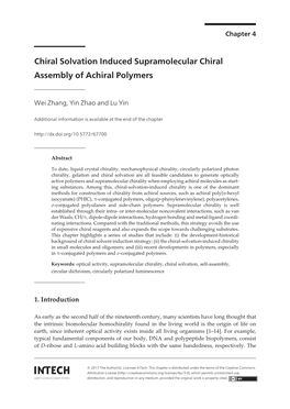 Chiral Solvation Induced Supramolecular Chiral Assembly of Achiral Polymers