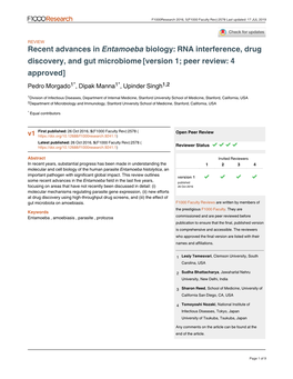 Recent Advances in Biology: RNA Interference, Drug Entamoeba