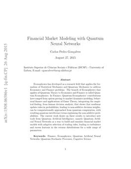Financial Market Modeling with Quantum Neural Networks Arxiv