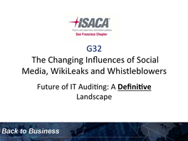 G32 the Changing Influences of Social Media, Wikileaks and Whistleblowers