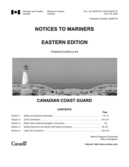 Notices to Mariners Eastern Edition