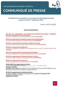 Conditions De Circulation Sur Le Réseau Routier Départemental Jusqu'au