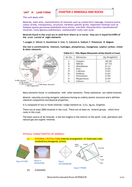 Chapter-5 Minerals and Rocks