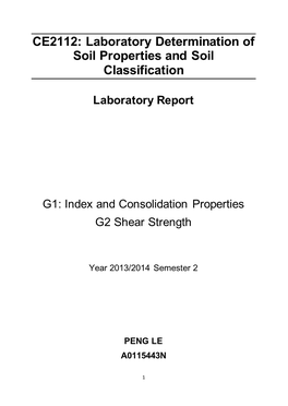 CE2112: Laboratory Determination of Soil Properties and Soil Classification