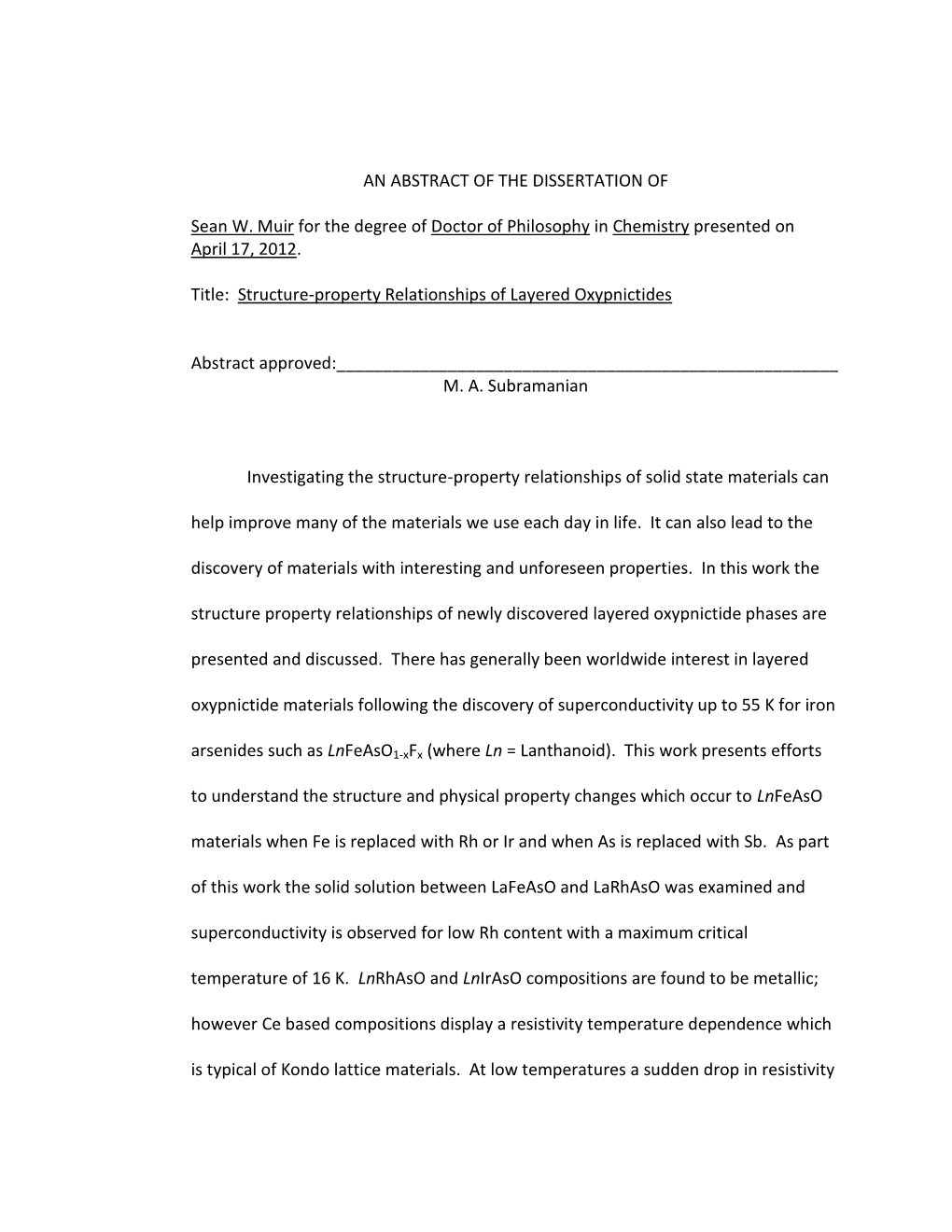 Structure-Property Relationships of Layered Oxypnictides