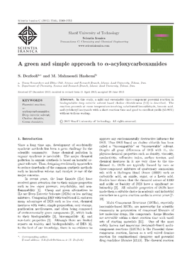 A Green and Simple Approach to -Acyloxycarboxamides