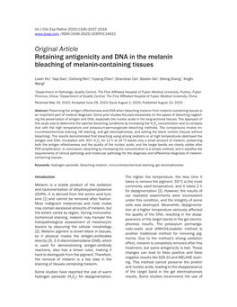 Original Article Retaining Antigenicity and DNA in the Melanin Bleaching of Melanin-Containing Tissues