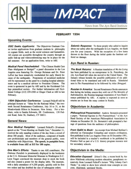 FEBRUARY 1994 Obiectivism in Academia