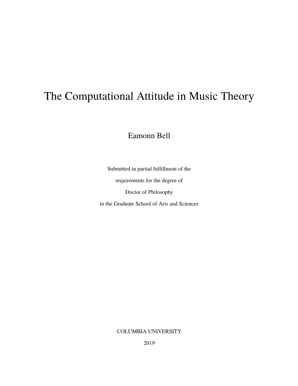 The Computational Attitude in Music Theory