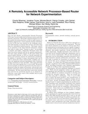 A Remotely Accessible Network Processor-Based Router for Network Experimentation
