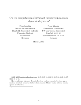 On the Computation of Invariant Measures in Random Dynamical Systems∗