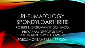 Spondyloarthropathies and Reactive Arthritis