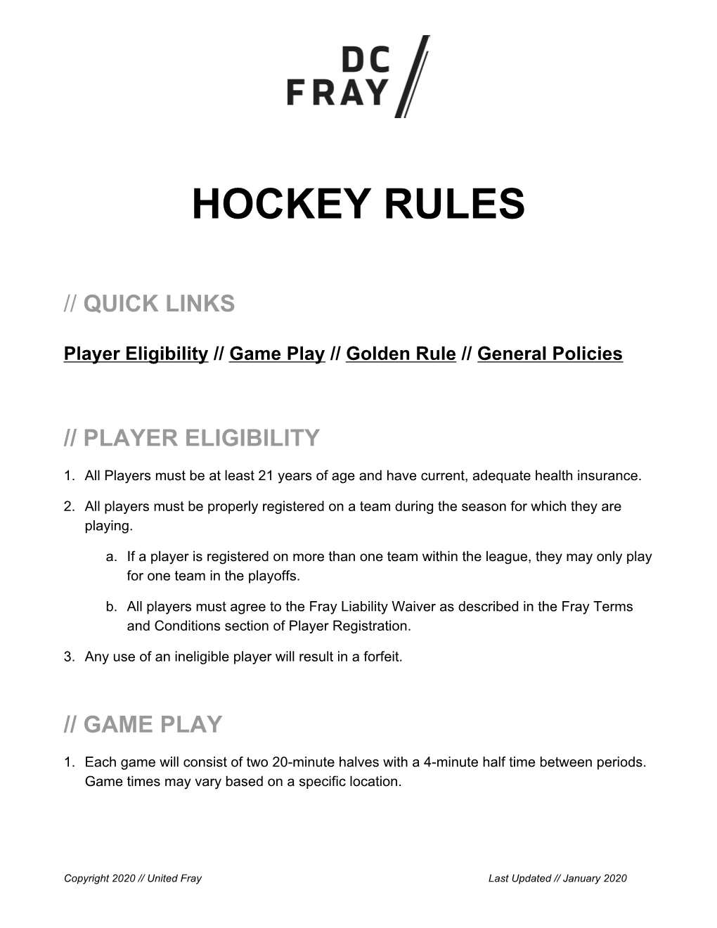 Hockey Rules