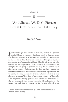 Pioneer Burial Grounds in Salt Lake City Remarks at the Dedication Of