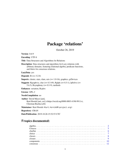 Package 'Relations' Uses NA for Non-Diagonal Incidences ## Featuring Unranked Objects