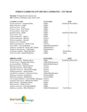 USU Edible Forest Garden Plant List