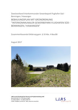 Bebauungsplan Mit Grünordnung "Interkommunaler Gewerbepark Flughafen Süd - Benningen / Hawangen"