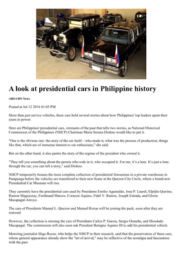 A Look at Presidential Cars in Philippine History