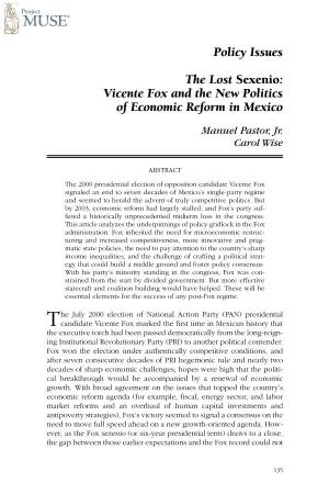Vicente Fox and the New Politics of Economic Reform in Mexico