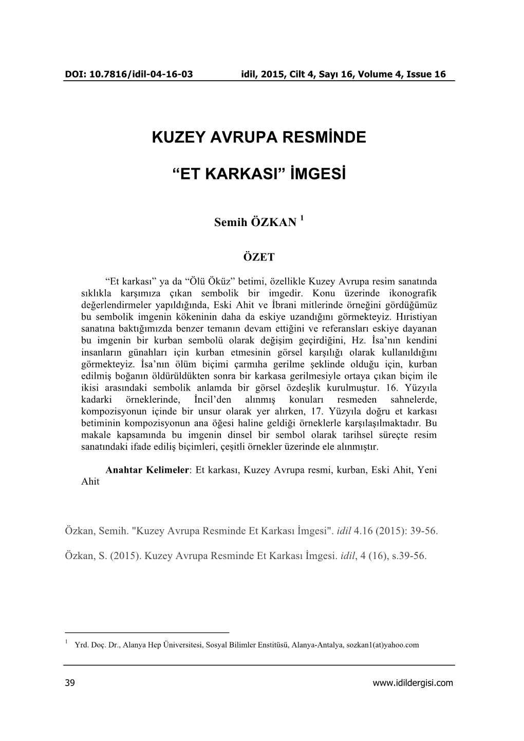 Kuzey Avrupa Resminde “Et Karkasi” Imgesi