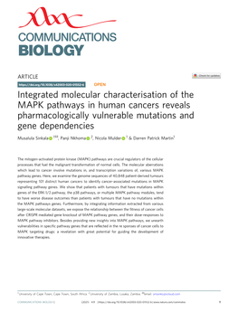 Integrated Molecular Characterisation of the MAPK Pathways in Human
