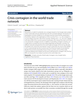 Crisis Contagion in the World Trade Network Célestin Coquidé1, José Lages1* and Dima L