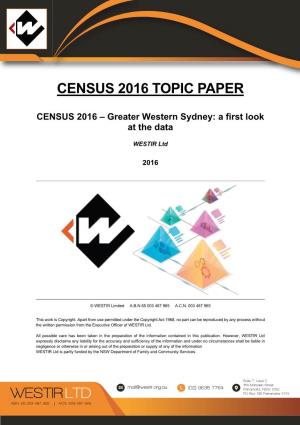 CENSUS 2016 – Greater Western Sydney: a First Look at the Data