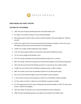 Space Needle Fact Sheet: History