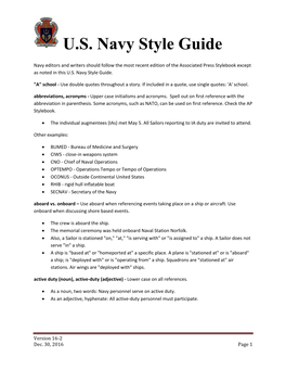 U.S. Navy Style Guide