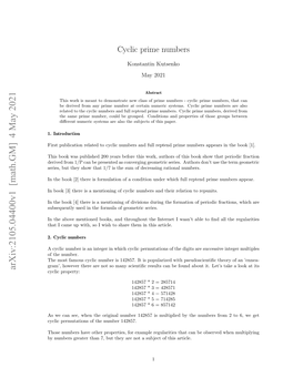 Cyclic Prime Numbers