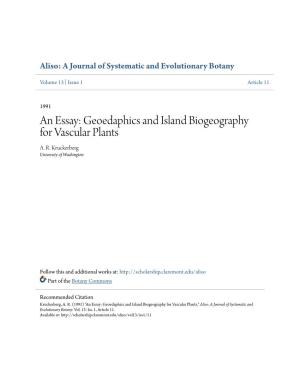 An Essay: Geoedaphics and Island Biogeography for Vascular Plants A