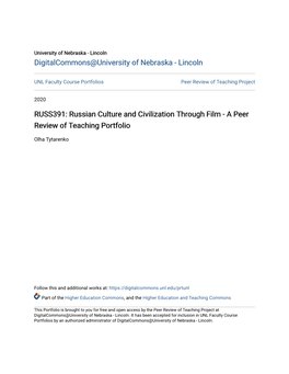 Russian Culture and Civilization Through Film - a Peer Review of Teaching Portfolio