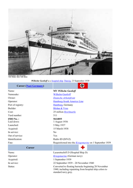 Wilhelm Gustloff As a Hospital Ship