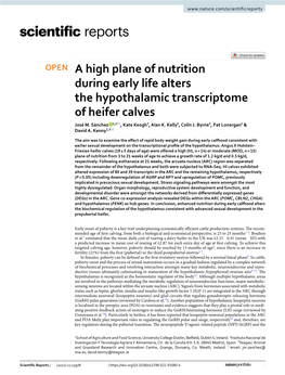 A High Plane of Nutrition During Early Life Alters the Hypothalamic Transcriptome of Heifer Calves José M