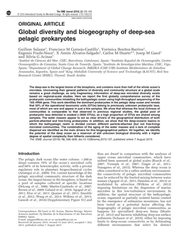 Global Diversity and Biogeography of Deep-Sea Pelagic Prokaryotes