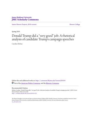 Job: a Rhetorical Analysis of Candidate Trump's Campaign Speeches
